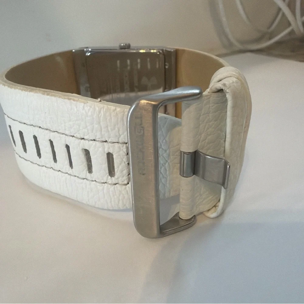 Under Armour Rockwell Square Cuff Watch White Leather Mercedes Collaboration